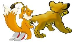 anilingus color cub disney feral fox fur furry furry_tail interspecies lion male male_only multi_tail multiple_males oral shitty_edit simba sonic_(series) tail tails the_lion_king what yaoi