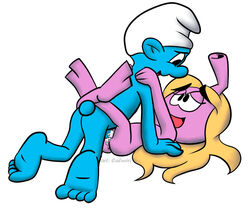 blue_skin caluriri crossover cum female hanna-barbera male penis pink_skin pussy snork snorkel snorks straight tagme the_smurfs