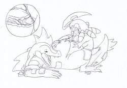 bayleef fellatio feral feraligatr furry furry_only gwon insertion interspecies male male_only monochrome multiple_males no_humans nude oral penis pokemon pokemon_(species) sex side_view size_difference yaoi