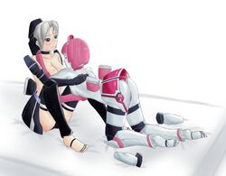 2girls android elenor_camuel kanpekijan multiple_girls phantasy_star_online racaseal robot_girl tagme topless yuri