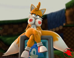 boiboi9999 crossed_legs crossgender huge_breasts item_box looking_at_viewer pinup rule_63 source_filmmaker source_filmmaker_(artwork) tagme tails_the_fox tailsko yellow_body