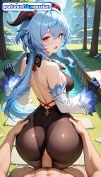1boy 1girls 2026 ai_assisted ai_generated anime ass bare_shoulders bell big_ass boobs booty breasts bust clothed_female_nude_male cowbell detached_sleeves ganyu_(genshin_impact) genshin_impact half-closed_eyes hetero hi_res high_quality high_resolution highres horns interspecies looking_at_viewer love_making patreon patreon_username penetration purple_eyes sex sexual_intercourse skypassion stable_diffusion tits watermark