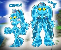 big_breasts boy_saltiest chaos_(sonic) genderswap mysaltisexposed rule_63 slime_girl sonic_(series) sonic_the_hedgehog_(series) yellow_eyes