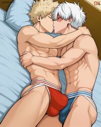 ai_generated cock_rub donkai hunk katsuki_bakugou my_hero_academia shouto_todoroki twink yaoi