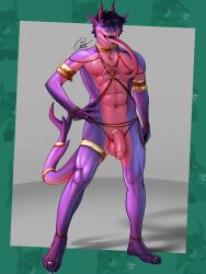 2026 3:4 5_fingers abs absurd_res accessory anthro aquatic armband artist_name athletic athletic_anthro athletic_male balls biped black_hair black_markings black_sclera claws clothed clothing cock_ring collar colored courtesan digit_ring digital_drawing_(artwork) digital_media_(artwork) english_text feet fingers fish flaccid foreskin full-length_portrait furgonomics genitals glans hair heckodagecko hi_res humanoid_genitalia humanoid_penis jewelry jewelry_only long_tongue looking_at_viewer male markings navel nipples penis penis_accessory penis_jewelry pink_balls pink_body pink_glans pink_nipples pink_penis portrait purple_claws red_eyes ring ring_(jewelry) ronin_(xfr) shark sharp_teeth signature simple_background skimpy slim solo tail tail_accessory tail_jewelry tail_ring teeth text toe_ring toes tongue tongue_out unretracted_foreskin