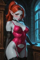 1girls ai_generated brown_eyes chandrelle_(scorpianpp) elf elf_girl female original_character pale_skin pointy_ears ponytail red_hair scorpianpp self_upload stable_diffusion