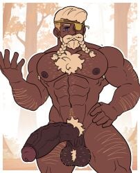 <3 1boy abs arcane_odyssey balls big_balls big_penis blonde_beard blonde_eyebrows blonde_hair blonde_pubic_hair blue_eyes chest_hair completely_nude dark-skinned_male dark_skin detailed_background earring eyepatch facial_hair freddie_lionheardt_(hornbunxx) hornbunxx huge_balls huge_cock looking_at_viewer male male_only naked oc original_character pecs penis presenting_penis roblox roblox_game robloxian self_upload simple_coloring smile smiling smiling_at_viewer solo solo_male