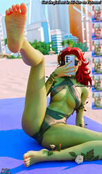 3d 3d_(artwork) darkbahamuth dc_comics feet female foot_fetish fortnite pinup poison_ivy sfw soles swimsuit toes