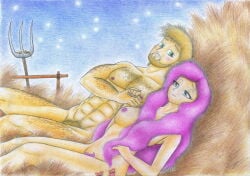 1boy1girl 1female1male 1girl1boy 1male1female after_sex afterglow barn big_macintosh_(mlp) breasts duo explicit fluttershy_(mlp) hay hay_bed human humanized love male muscles nipples nudity pink_hair pleasured pubic_hair shipping sinaherib straight traditional_art wholesome