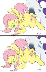 anal ass balls blue_eyes blush clopper-dude cum cutie_mark equine erection female fluttershy_(mlp) friendship_is_magic furry futa_on_female futanari hair hooves horn horse horsecock intersex male my_little_pony open_mouth pegasus penis plain_background rarity_(mlp) sex straight_hair tongue unicorn white_background wings