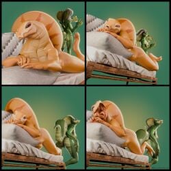 3d_(artwork) anthro anus bed big_breasts breasts butt carolitta_(sladdoska) comic digital_media_(artwork) duo electronics featureless_breasts female female/female furniture genitals green_body green_scales hair humor long_hair lying lying_on_bed marha_(sladdoska) mess_maker nude on_bed on_front open_mouth orange_body orange_scales penetration phone pillow reptile scales scalie selfie simple_background snake tail tail_fetish tail_insertion tail_play tongue tongue_out vulva