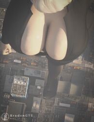 1girls 3d big_boobs big_breasts boobs bradengts breasts city clothing female female_only giantess glasses huge_boobs huge_breasts light-skinned_female light_skin macro nier nier:_automata office_lady robot robot_girl short_hair solo thick thick_thighs thighhighs white_hair yorha_2b