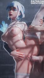 1boy 1girls 2025 3d areolae artist_name balls blue_hair breasts closed_eyes diescope duo earrings faceless_male female female_focus functionally_nude functionally_nude_female leg_grab leg_lift light-skinned_female light-skinned_male light_skin luna_snow luna_snow_(marvel_rivals) luna_snow_(shining_star) male marvel marvel_comics marvel_rivals multicolored_hair navel nipples nude nude_female nude_male penetration penis pussy sex short_hair solo_focus standing standing_on_one_leg standing_sex straight thighhighs two-tone_hair vaginal_penetration white_hair white_legwear white_thighhighs