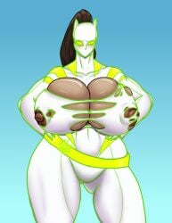 1girls alternate_version_available ava_ayala breast_expansion breasts clothes_tearing darkslagg2 female female_only fully_clothed huge_breasts marvel marvel_comics massive_breasts nipple_bulge nipples superheroine tagme thick_thighs white_tiger_(marvel)