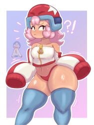 1girls aged_up bonnie_(brawl_stars) clothed light-skinned_female light_skin looking_at_another suglir supercell thick_thighs thighs