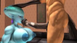 3d_(artwork) big_breasts big_penis breasts digital_media_(artwork) duo equid equine female furniture genitals hi_res huge_penis humanoid kiss_on_penis kissing male male/female mammal nintendo ocarina_of_time penile penis princess_ruto sofa sonicthebitch the_legend_of_zelda