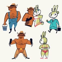 1:1 absurd_res accessory alternate_costume alternate_version_at_source andromorph anthro antlers armpit_hair belly_hair belt belt_buckle big_breasts big_clitoris big_muscles big_pecs bikini bison black_eyes blue_clothing blue_suit body_hair boots bottomwear bovid bovine bra breast_on_breasts breast_squish breasts brown_body brown_fur brown_hair bucket buckle business_attire business_suit businesswear button_(fastener) chaps chest_hair clitoris clock clothed clothing container cowboy_hat curly_hair denim denim_bottomwear denim_clothing eyelashes facial_hair farmer female flexing flexing_muscles footwear fringe_bottomwear fringe_gloves fur genitals gloves goatee hair hair_bun hair_over_eye hairy handwear hat headgear headwear hi_res high_heels horn humanoid intersex jackelope jeans lagomorph leather leather_clothing leather_gloves leather_handwear legwear male mammal mastectomy_scar mint_fur mostly_nude muscular muscular_male necktie nipples overalls pants partially_clothed pecs presenting presenting_breasts presenting_vulva pubes rear_view scar scut_tail shaggy_fur shaggy_hair shirt shoes short_tail smile squish stockings straight_hair suit suitcase swimwear tail topwear trans_(lore) trans_man_(lore) two-piece_swimsuit underwear vickydanne vulva watch