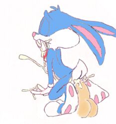 anal anus ass blue buster_bunny cum cum_in_ass cum_in_mouth cum_inside gay gloves human lagomorph male rabbit riding sex tiny_toon_adventures warner_brothers