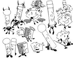 4girls angel angel_girl battle_for_dream_island bfdi book_(bfdi) cute demon demon_girl demon_tail fingering_self halo horns lesbian masturbation match_(bfdi) moaning object_shows pencil_(bfdi) penis pussy ruby_(bfdi) sex vaginal_penetration wings yuri