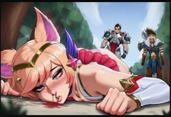 1girls 2boys ahri ahri_(league_of_legends) ai ai_assisted ai_generated bitch bleeding child_bearing_hips curvaceous curvaceous_body curvaceous_female curvaceous_figure curvaceous_hips curvaceous_thighs curvy_figure darius_(league_of_legends) defeat defeated draven dumb_girl fit fit_female fox_ears fox_girl imminent_rape karma knocked_out knocked_out_cold league_of_legends nosebleed on_ground panty_peek passed_out pink_panties prussia123 sexy sexy_body sexy_clothing sexy_dress sexy_pose star_guardian star_guardian_ahri star_guardian_series waifu