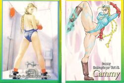 blonde_hair cammy_white female female_only hair highres human leotard long_hair solo spanish_text straight_hair street_fighter twin_braids yuri-ai