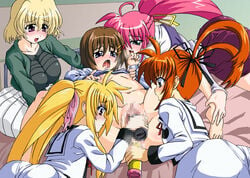 5girls censored dildo fate_testarossa female hayate_yagami human lolita_channel lyrical_nanoha mahou_shoujo_lyrical_nanoha mahou_shoujo_lyrical_nanoha_a's multiple_girls shamal signum takamachi_nanoha vaginal_penetration yuri