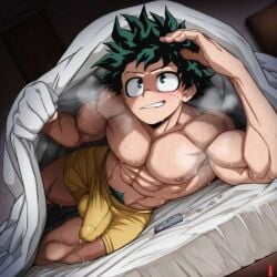 ai_generated hekaro horny_male izuku_midoriya muscular_male musk musk_clouds my_hero_academia pubic_hair sweaty_body twink