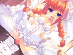 censored legs_apart mahou_shoujo_lyrical_nanoha_a's mahou_shoujo_lyrical_nanoha_strikers mosaic_censoring spread_legs vita wedding_dress wedding_veil