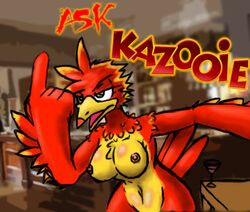 1girls anthro banjo-kazooie beak bottomless breasts breegull color exposed_breasts eyes female female_only green_eyes indoors kazooie nipples nudity open_eyes rareware solo topless wing