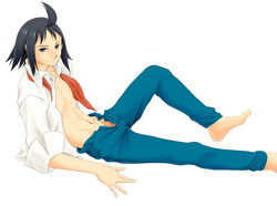 cheren_(pokemon) clothes color human male male_only pokemon pokemon_bw pokemon_bw2 side_view sitting smile solo tagme