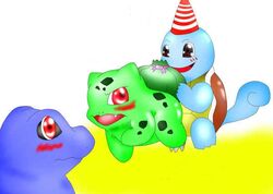 birthday bulbasaur feral interspecies nintendo pokémon_(species) pokemon pokemon_gsc pokemon_rgby shiny_bulbasaur shiny_pokemon squirtle tagme toto totodile