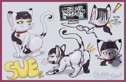 black_hair caught domestic_cat english_text feet felid feline felis female feral foot_focus fur genitals globaldonut34 hair hi_res mammal model_sheet nervous penis presenting presenting_vulva reference_image simple_background sue_(globaldonut34) text translucent translucent_penis vulva white_body white_fur