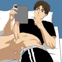 1boy 2boys anal anal_sex animedrawing anus armin_arlert ass audience boy buttjob catboy eren_jaeger feline female femboy femboysub focus gay gay_anal gay_male insertion male on penetrated sex with yaoi