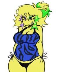 big_breasts big_thighs chubby chubby_female colorful_hair curvy doodle forsaken forsaken_(roblox) goonslop mob_face retroslop scene_noob simple_background source_request thighs thong thong_bikini twotyy