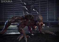 3d_(artwork) 5_fingers absurd_res all_fours backlighting big_penis blood blood_splatter bodily_fluids brain capcom car cement claws crawling creepy digital_media_(artwork) dramatic_lighting exposed_brain fingers gate genital_fluids genitals group hi_res horror_(theme) humanoid humanoid_genitalia humanoid_penis inside licker_(resident_evil) light lighting longe_tongue looking_at_viewer male nightmare_fuel organs parking_garage penis pink_penis police police_car police_vehicle precum resident_evil scary sharp_teeth shoukaart source_filmmaker_(artwork) teeth toe_claws undead vehicle watermark zombie