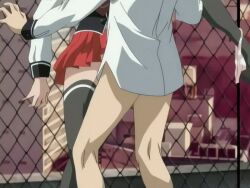 00s 1boy 1girls 2005 animal_ears animated anime_screenshot bible_black bible_black_only breasts clothed_sex covered_erect_nipples dress female fence green_hair ito_mika large_breasts leg_hold leg_up legs_apart long_hair open_mouth outdoors panties panties_around_ankles panties_around_leg panty_pull rabbit_ears red_dress school school_roof school_rooftop school_uniform sex spread_legs straight sunset tagme thigh_grab thighhighs underwear vaginal_penetration zettai_ryouiki
