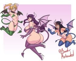 2d 3girls black_hair blonde_hair borderreloaded busty character_request copyright_request crossover female female_focus female_only fern_(sousou_no_frieren) frieren_beyond_journey's_end hayase_nagatoro horns hourglass_figure long_hair please_don't_bully_me,_nagatoro purple_hair sousou_no_frieren succubus succubus_horns succubus_tail succubus_wings tagme tail wide_hips wings