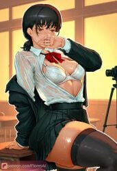 1girls ai_assisted ai_generated annoyed big_ass big_breasts bra chainsaw_man floresai huge_ass medium_breasts mitaka_asa narrow_waist panties patreon patreon_url patreon_username school_uniform schoolgirl shy taking_clothes_off teasing thick_thighs wide_hips