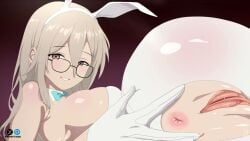 1girls 2boys akane_(blue_archive) akane_(bunny)_(blue_archive) animal_ears animated anus blue_archive blue_bow blue_bowtie bow bowtie brown_halo clothed_female_nude_male commentary crotchless crotchless_pantyhose dark-skinned_male dark_skin detached_collar english_commentary fake_animal_ears fellatio glasses gloves group_sex halo hand_on_another's_ass leotard long_hair looking_at_viewer lying mmf_threesome multiple_boys nude official_alternate_costume on_side oral pantyhose playboy_bunny pussy pussy_juice sandtiage sex smile sound spread_anus strapless strapless_leotard tagme threesome uncensored vaginal_penetration video white_gloves white_leotard white_pantyhose