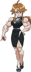 ai_generated buff_female glasses high_heels lorelei_(pokemon) lorelei_(pokemon_lgpe) muscular_arms muscular_female muscular_legs office_clothing office_lady one pokemon