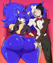 1boy 1girls ass bear big_ass bottom_heavy bottomless breasts bubble_ass bubble_butt cellulite corbyschmorby danganronpa female grabbing grabbing_ass hedgehog hedgehog_girl huge_ass human human_monokuma junko_enoshima looking_back looking_down looking_pleasured male monokuma rule_63 sega sideboob sonic_(series) sonic_the_hedgehog sonic_the_hedgehog_(series) sonko_enoshima_(corbyschmorby)