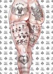 2d blacked blacked_tattoo excessive_tattoos female lazyjuice leg_focus legs qos_tattoo solo tagme tattoo zenless_zone_zero zhu_yuan