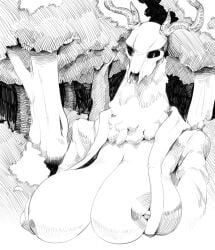 1girls anthro cleavage honhearthy lagopuss nip_slip nipslip solo wendigo