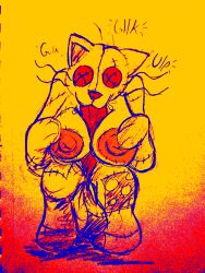 alexis_wasilla animate_inanimate anthro areola autofellatio autotitfuck balls big_areola big_breasts bodily_fluids breast_play breast_squish breasts button_(fastener) button_eyes digital_media_(artwork) digitized_artwork domestic_cat drooling felid feline felis genitals gradient_background gynomorph hi_res intersex long_penis mammal masturbation nipples onomatopoeia oral oral_masturbation penile penile_masturbation penis penis_between_breasts penis_between_thighs plushie plushophilia red_eyes red_nipples red_penis saliva simple_background sitting solo sound_effects squish stitch_(sewing) text thick_thighs traditional_media_(artwork) what whiskers