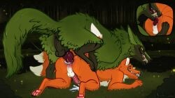 2019 absurd_res all_fours anal anal_sex animal_genitalia animal_penis anthro anthro_on_feral anthro_penetrated anus balls black_body black_fur bodily_fluids canid canine canine_genitalia canine_penis canis close-up countershade_balls countershade_genitalia countershade_neck countershade_torso countershading cum cum_from_ass cum_in_ass cum_inside cum_on_ground cum_while_penetrated cumshot cutaway detailed_background dipstick_tail duo ejaculation erection felching feral feral_penetrating feral_penetrating_anthro fox from_behind_position fur genital_fluids genitals green_body green_fur hi_res knot knotted_penis leaking_cum looking_pleasured male male/male male_anthro male_feral male_penetrated male_penetrating male_penetrating_male mammal markings meldritchhorror mounting multi_tail nude nude_anthro nude_male open_mouth orange_body orange_fur outside_sex pawpads penetration penile penile_penetration penis penis_in_ass pink_penis raised_tail red_penis sex sheath sunoth tail tail_markings teeth tongue tongue_out white_body white_fur wolf yellow_eyes zoophilia