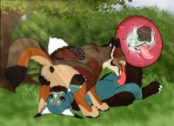 animal_genitalia animal_vulva anus barry_(blastedbinturong) binturong blue_body blue_fur bodily_fluids brown_body brown_fur canid canine canine_genitalia canine_vulva canis coyote duo ear_tuft eyes_closed face_riding female feral fur genital_fluids genitals grass heart_symbol hi_res internal leaf licking long_tail m1lkb4rk male male/female mammal muzzle_in_pussy oral orange_body orange_fur outside peeing peeing_on_another peeing_on_face penile penis penis_lick plant raised_tail sex snout_fuck tail tapering_penis tongue tongue_out tree tuft urine urine_on_face vaginal_fluids viverrid vulva watersports white_body white_fur