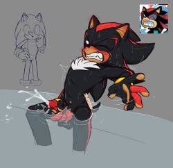 2024 anthro balls blush bodily_fluids caught_in_the_act clenched_teeth closed_eyes cum cum_in_water cumshot digital_drawing_(artwork) digital_media_(artwork) duo ear_blush ejaculation eulipotyphlan fluffy fluffy_chest genital_fluids genitals hand_on_hip hedgehog hi_res male male_only mammal masturbation partially_submerged sega shadow_the_hedgehog sitting sonic_(series) sonic_the_hedgehog sonic_the_hedgehog_(series) tail teeth thiritherabbit