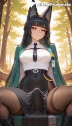 1futa 2026 ai_assisted ai_generated animal_ears anime artist_name autumn autumn_leaves bare_tree black_footwear boots breasts bust explicit futanari hi_res high_quality high_resolution highres hoshimi_miyabi hoyoverse long_hair mihoyo necktie orange_sky pantyhose patreon patreon_username penis shirt skirt solo stable_diffusion sunset thighband_pantyhose tsukoneko watermark zenless_zone_zero