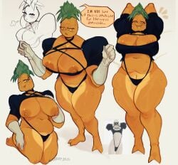 1girls arms_up big_breasts breasts_out female female_focus female_only fruit jackting_off nipples plant plant_girl tagme yellow_body