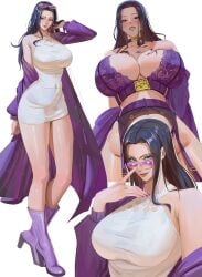 1girls about_to_burst absurdres adjusting_eyewear barely_contained barely_contained_breasts barely_fits black-haired_female black_hair blush breasts breasts_too_big bursting_breasts dress female female_only free_form garter_belt highres imminent_wardrobe_malfunction large_breasts lingerie long_hair looking_over_eyewear looking_over_sunglasses nico_robin one_piece rasipan smile solo straining_clothing sunglasses tight_clothes tight_clothing tight_dress tight_fit tinted_eyewear too_tight undersized_clothes undersized_clothing underwear